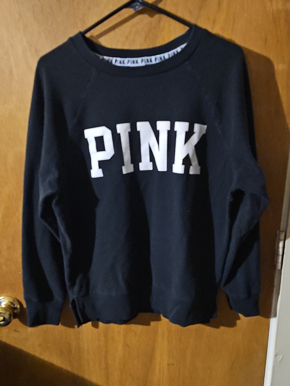 PINK Victoria's Secret Black Crewneck Sweatshirt with White Logo